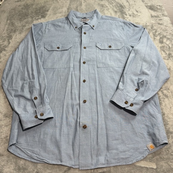 Carhartt Other - Carhartt Relaxed Fit Longsleeve Button Shirt Mens L Embroidered Logo Work Office